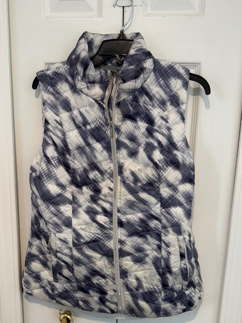Athleta Blue and White Quilted Puffer Vest